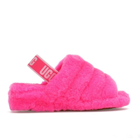 Ugg Fluff Yeah Slide Slippers Open Toe Sandals Cozy Lounge Casual Pink Size 4 - Picture 1 of 8